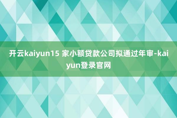 开云kaiyun15 家小额贷款公司拟通过年审-kaiyun登录官网