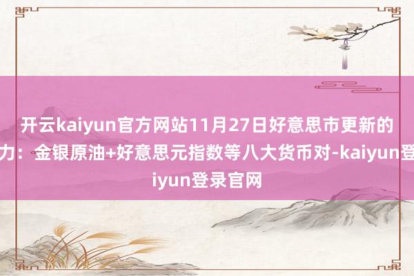 开云kaiyun官方网站11月27日好意思市更新的支握阻力：金银原油+好意思元指数等八大货币对-kaiyun登录官网