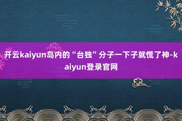 开云kaiyun岛内的“台独”分子一下子就慌了神-kaiyun登录官网
