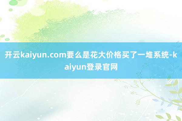 开云kaiyun.com要么是花大价格买了一堆系统-kaiyun登录官网